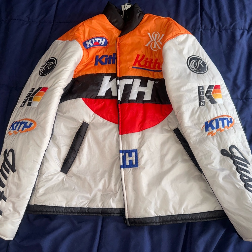 Kith Men's Vibrant Orange and White Performance Jacket